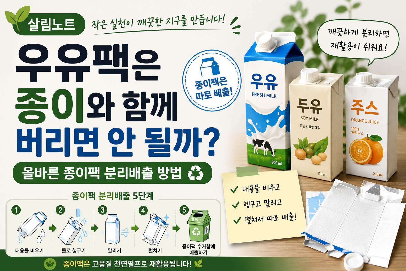 우유팩 재활용 5단계 안내 썸네일