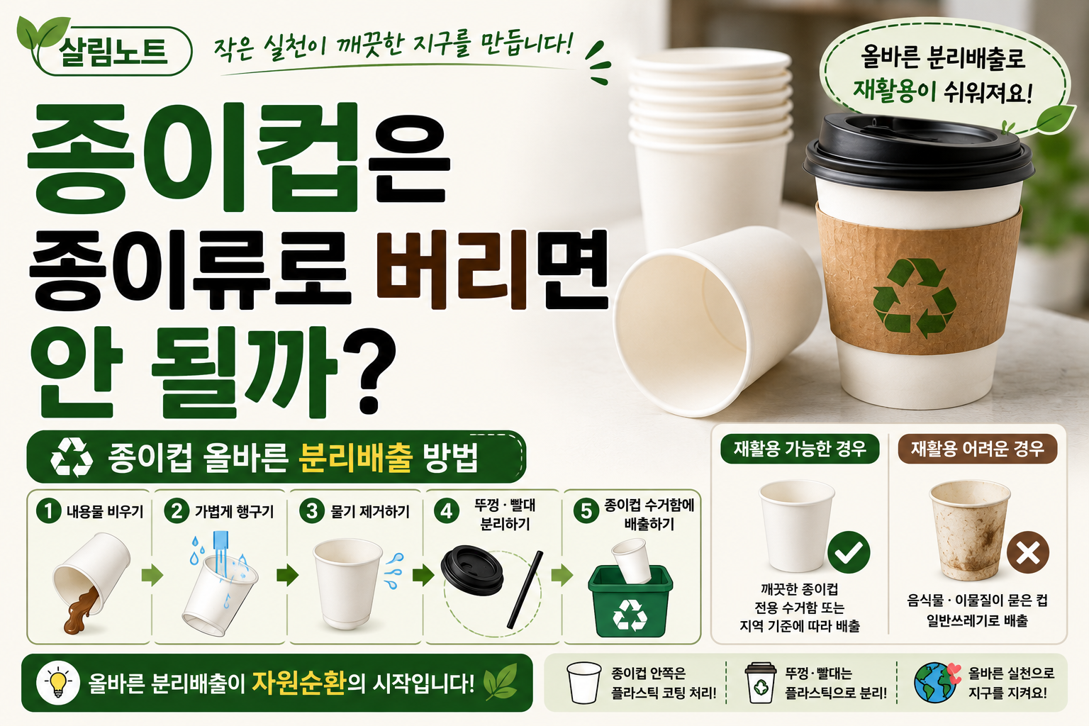 종이컵 올바른 분리배출 방법 안내 썸네일